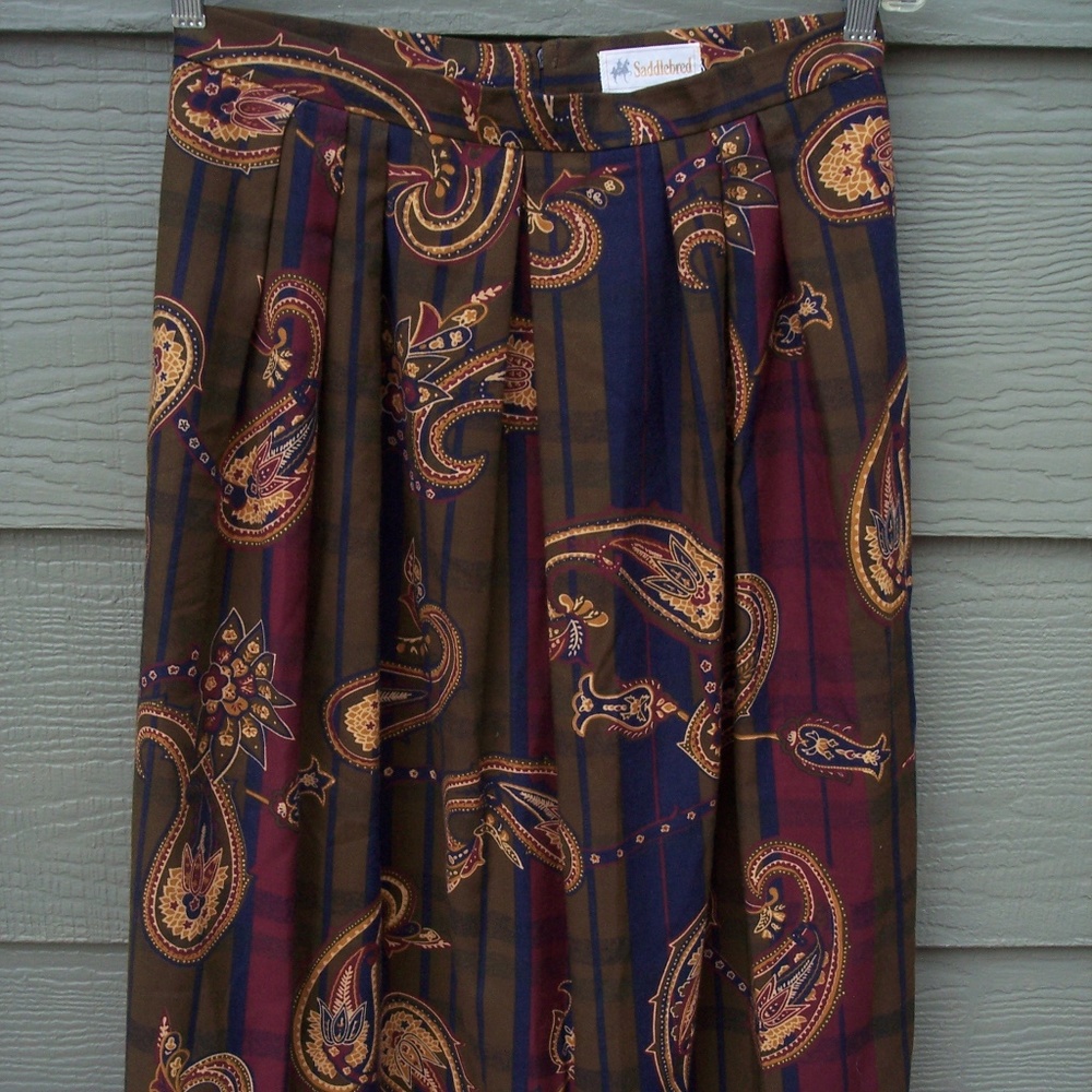Skirt Sz 14 Pleated Front Aline Paisley Saddlebred